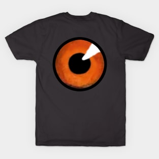 Orange iris of big eye, with black pupil staring. T-Shirt